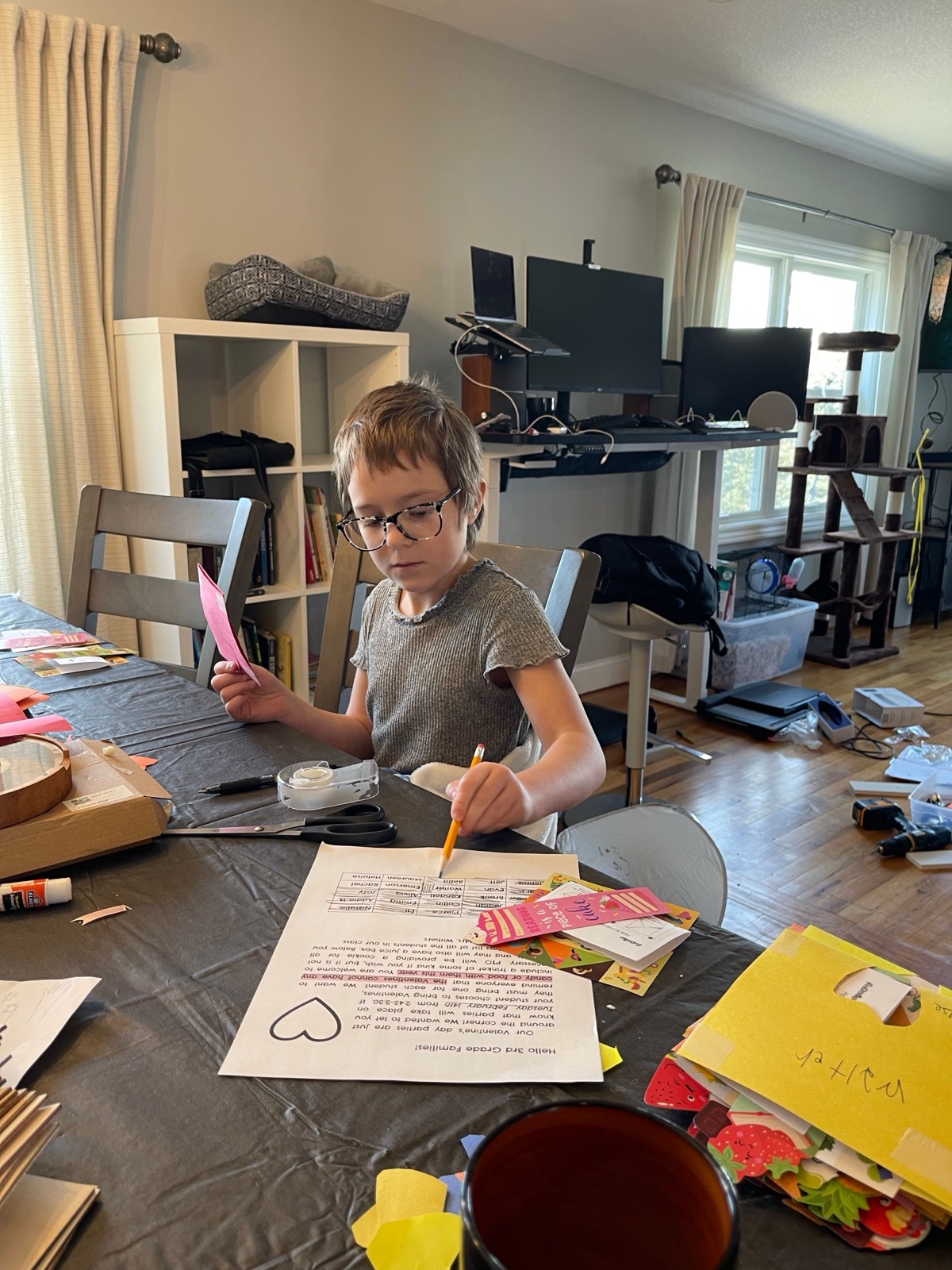 Working through her class list.