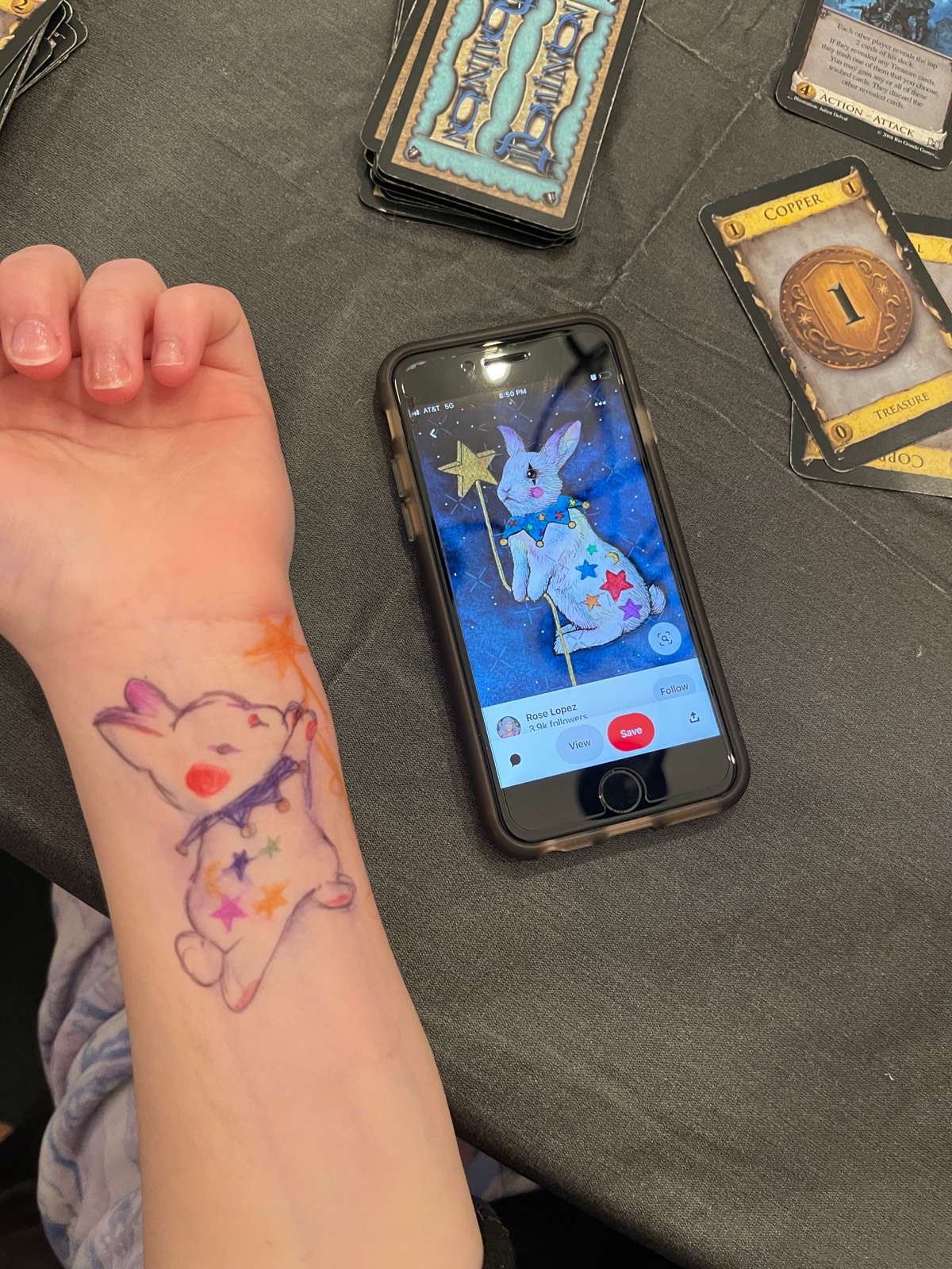 Brigetta practicing her tattooing