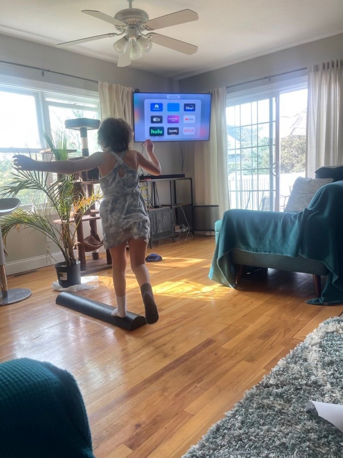 Dancing because she has a birthday party planned.